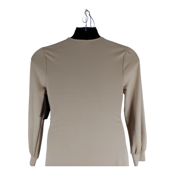 FAITH LOVE PASSION FLP Size Small Tan Vtg Look Wrap Dress Cloth Cover Buttons - Picture 15 of 15